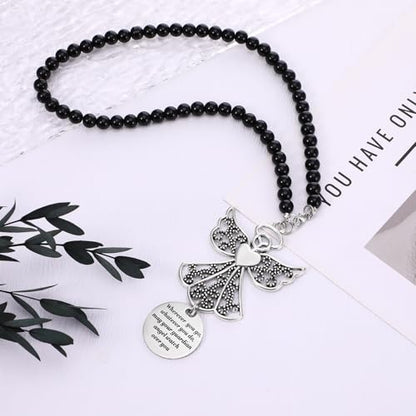 3 Pack Guardian Angel Rearview Mirror Charm, Angel Wings Cross Car Charm Pendant Guardian Angel Hanging Ornament Rear View Mirror Hanger Decor Christian Religious Gifts
