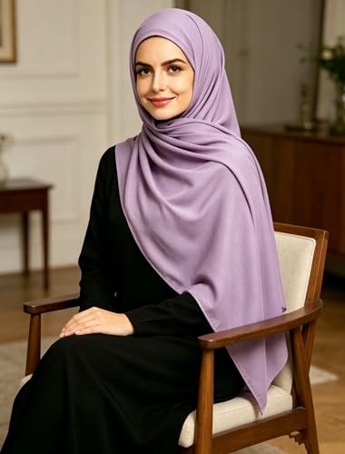 Lina & Lily Non-see-through Premium Jersey Maxi Hijab Head Scarf Wrap for Muslim Women - color: Lilac