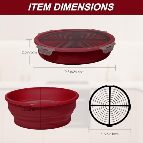 Collapsible Batter Bowl - Breading Bowl Shaker with Lid, Red - color: Red
