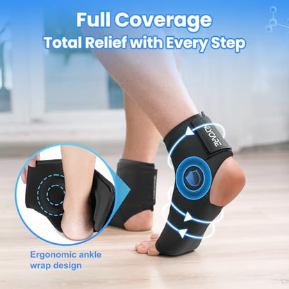 ONLYCARE Ankle Ice Pack Wrap for Swelling, Upgraded Gel Ice Pack Reusable, Hot Cold Therapy, Cold Pack for Sprained Ankle Injuries, Achilles Tendonitis, Plantar Fasciitis - color: Black