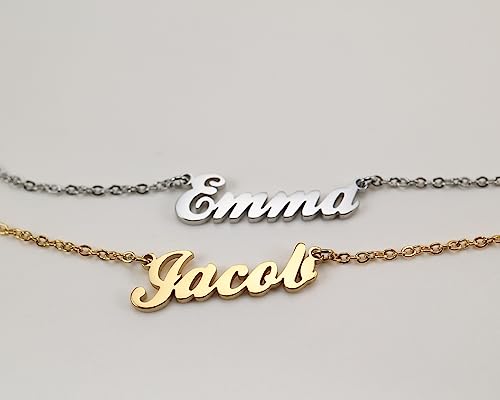 Name Necklace Personalized Engraved Name Pendant for Womens Friends - style: B-a-b-y-g-i-r-l - Gold