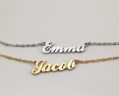 Name Necklace Personalized Engraved Name Pendant for Womens Friends - style: B-a-b-y-g-i-r-l - Gold