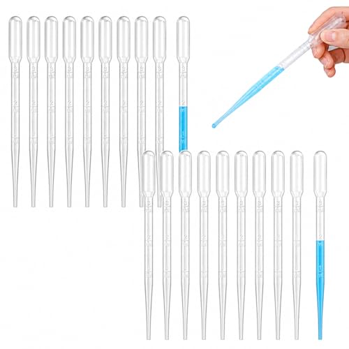 ovsor 50PCS 3ml Disposable Transfer Pipettes, Calibrated Plastic Dropper | Precise Graduated Scale, Flexible Easy-Squeeze, Ideal for Essential Oils, Lab, DIY Art, Makeup & Liquid Transfer