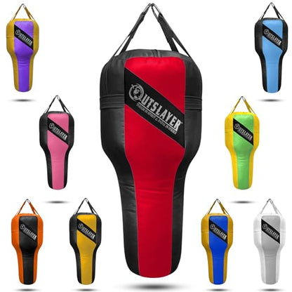 Outslayer Angle Uppercut Heavy Punching Bag for Boxing & MMA - Customizable Colors, Optional D-Ring, Unfilled/Soft Filled Choices - Made in USA - color: Red/Black, style: FIlled WITH Bottom D-Ring