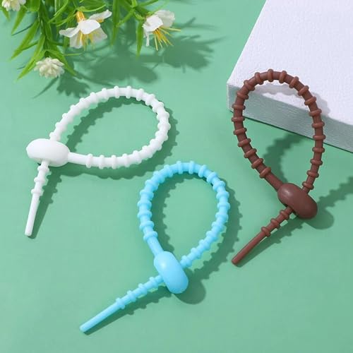 20 Pack 8.5 Inch Cable Ties Silicone Clips Rubber Twist Cord Household Snake Organizer Strap