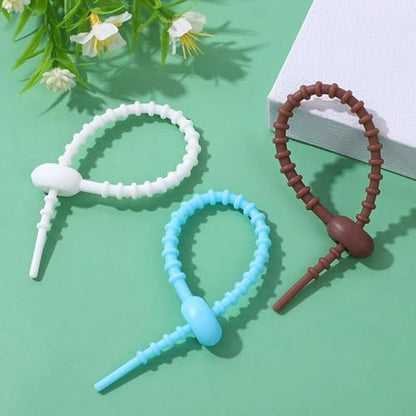 20 Pack 8.5 Inch Cable Ties Silicone Clips Rubber Twist Cord Household Snake Organizer Strap