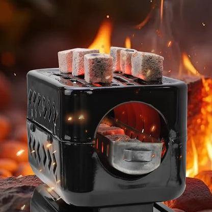 Charcoal Burner 360°Faster Heating Electric Stove Coconut Coal Starter 1 Heating Zones with Stainless Detachable Tongs, 1200W High Power Cube Coil Multipurpose Burners Fire Starters - color: black-1