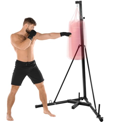 Clevich Height Adjustable Punching Bag Stand, Heavy Duty Boxing Stand, Steel Sandbag Rack - Supports Up to 150 lbs for Home Gym Fitness