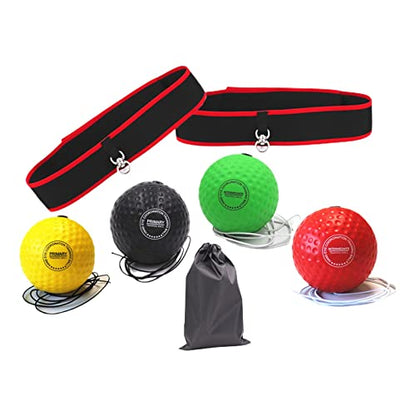 Adjustable Boxing Reflex Ball Set for Speed and - color: 2 Headband 4 Ball