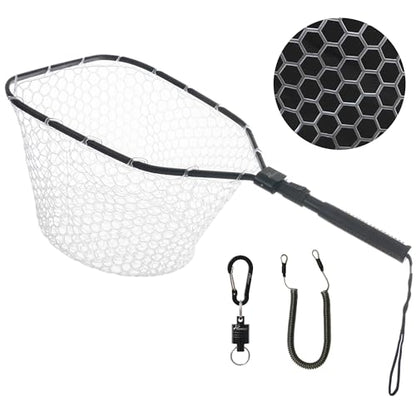 GOODCAT Fly Fishing Net, Bass Trout Landing Net, Folding Fishing Nets Fresh Water, Safe Fish Catching or Releasing, Fly Fishing net Magnetic Release - color: A:Square-Extend Length:24.6"
