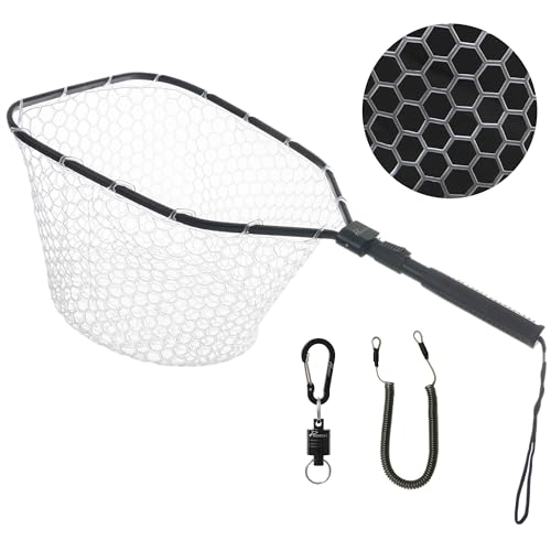 GOODCAT Fly Fishing Net, Bass Trout Landing Net, Folding Fishing Nets Fresh Water, Safe Fish Catching or Releasing, Fly Fishing net Magnetic Release - color: A:Square-Extend Length:24.6"