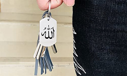 ForeverWill Islamic Allah Calligraphy Keychain, There is no God but Allah Islam Amulet Symbol Keyring for Muslim Arab Protection Gifts