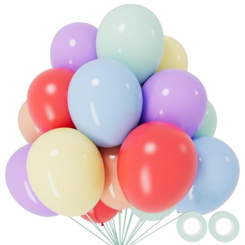 110pcs Pastel Balloons 12 Inch, Pastel color balloons Assorted Latex Ballons for Birthday Party DecorationsBaby Shower Wedding(with 2 Ribbons). - color: A13-pastel Color, size: 12inch(normal)