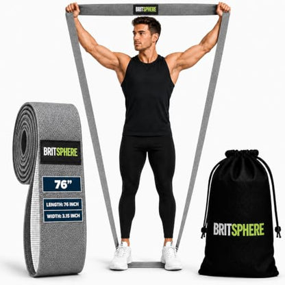 76-Inch Long Fabric Resistance Bands for Women & Men | Heavy Duty, Pull Up Assistance, Non-Slip Elastic, Home Gym Equipment, Strength Training, Pilates & Calisthenics - color: Gray