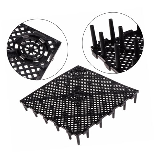 BESPORTBLE 20 Pcs Bottom Plate Fish Tank Bottom Aquarium Egg Crate Fish Tank with Divider Clapboard Pump and Live Fish Grid - color: Blackx2pcs, size: 10pcsx2pcs
