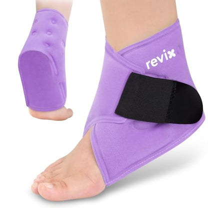 REVIX Foot Ice Pack Wrap, All-in-One Wearable Design, Purple | Ankle Ice Wrap with Flexible Gel Design, Adjustable One-Size Fit for Achilles Tendonitis, Sprained Ankle and Swelling - style: Purple-1 Pack