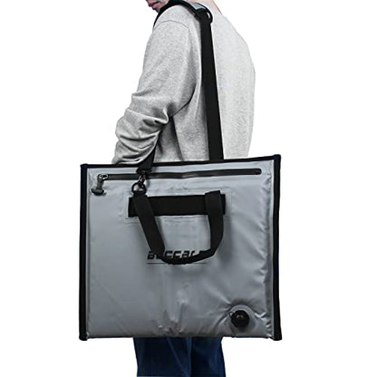 Buffalo Gear Insulated Cooler Bag - 20x18in Bait Cooler, Waterproof Fish Kill Bag - color: Gray