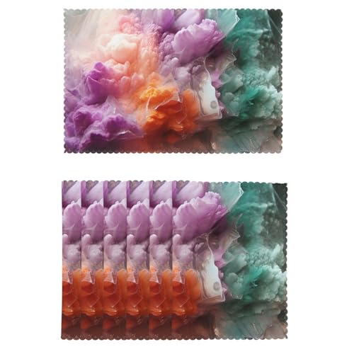 Placemat Set of 6 One Size Place Mats Heat Resistant Table Mats Colorful Place Mat Non-Slip Placemats for Kitchen Desktop Protection Mat for Dining Table - color: Colorful