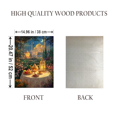 Islam Jigsaw Puzzle - 500 Pieces Wooden Puzzle for Adults, Wall Art Gift, Finished Size: 20 x 15 Inch - color: Ramadan Iftar Table Islamic Food - 500 Pieces