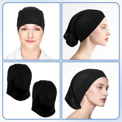 2 Pcs Hijab Undercaps No Slip Neck Cover for Women Under Hijab Cap Inner Undercap Head Wraps Scarf Solid Color Hijabs Sports Hijabs for Turban Tube Neck Cover Black