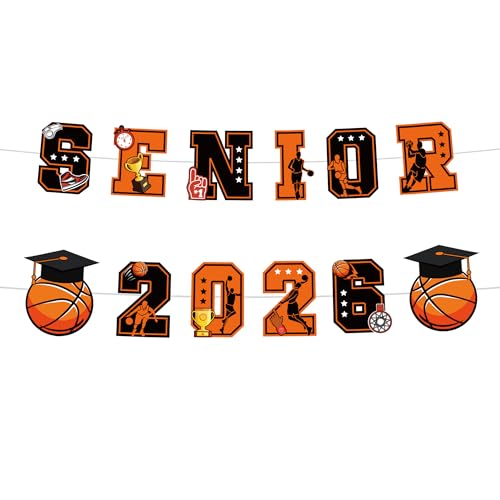 2Pcs Senior 2026 Banners Basketball Graduation Party Decorations Senior Night Decorations Sport Theme Party Supplies for Basketball Player Gift Sport Favors - color: Basketball Senior 2026
