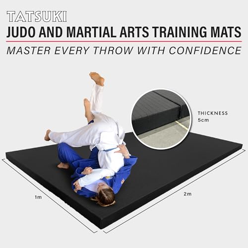COCO MATS 'N MORE IJF Approved Judo and Martial Arts Mat – High Density Training Mat with Tatami Non-Slip Vinyl Surface, MMA Mats & BJJ Mats for Gym & Home Training - color: Black