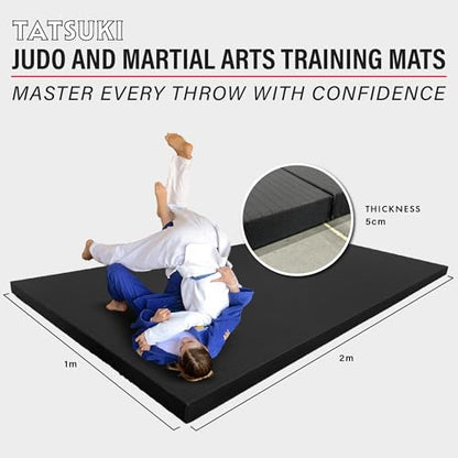 COCO MATS 'N MORE IJF Approved Judo and Martial Arts Mat – High Density Training Mat with Tatami Non-Slip Vinyl Surface, MMA Mats & BJJ Mats for Gym & Home Training - color: Black