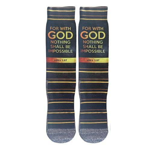 Men's – Christian Crew Socks for Men with Scripture | Moisture-Wicking | Easter Gift Idea - color: Possible With God (Luke 1:37)