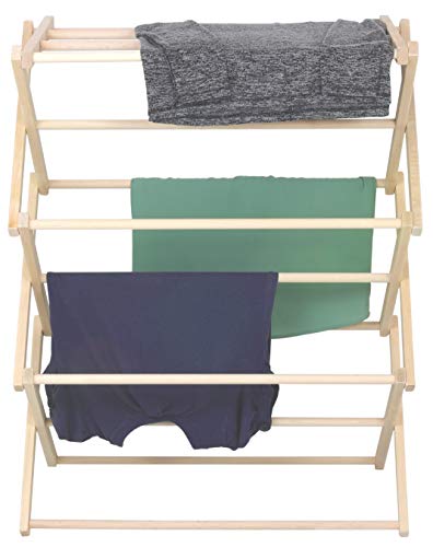 Pennsylvania Woodworks Premium American Maple Clothes Drying Rack - Handcrafted in Pennsylvania - Solid Wood Construction, Collapsible, Eco-Friendly Laundry Solution (Medium) - color: Medium | Flat Top