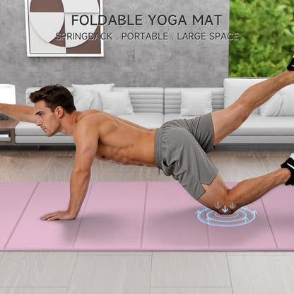 7-Fold Yoga Mat 74"x31" - 0.31 Inch Thick Folding Exercise Mat, Extra Wide Non-Slip POE Mat for Travel, Storage, Yoga, Pilates, Meditation & Home Gym, Lightweight & Portable - color: Taro Purple