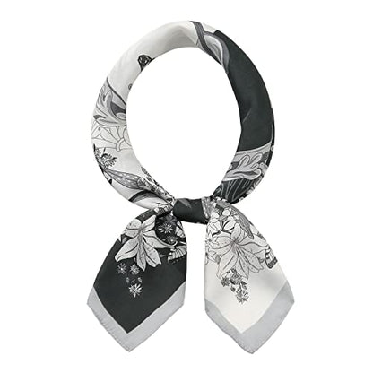 RIIQIICHY Women Head Hair Scarf Like Satin Silk Scarf Sleeping Hair Wrapping Night 27.5" - color: Black/White/Light Grey/Dark Grey