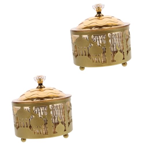 Ciieeo 2pcs Middle Eastern Eid Candy Serving Tray Elegant Snack Storage for Dried Fruits Treats for Ramadan Celebrations and Home Decor Gold Finish