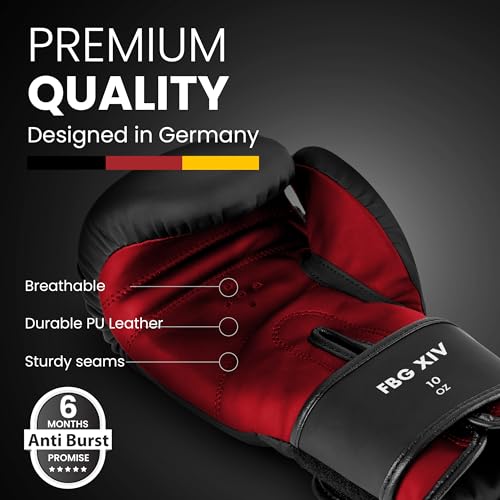 FIGHTR® Boxing Gloves - Maximum Protection & Stability | Boxing Gloves for Boxing, MMA, Muay Thai & Kickboxing | Sizes 8-16 oz - color: Black / Red, size: 10 oz