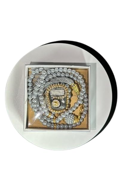 Islamic Holiday Decor Misbaha Tasbeeh & Counter Gift Set - Home Decoratives, Gifting Islam Ramadan Mubarak, Hajj, Muslim Allah Prayer Beads New Year for Women, Men, Kids, Child Birthday (Gold) - color: Gold