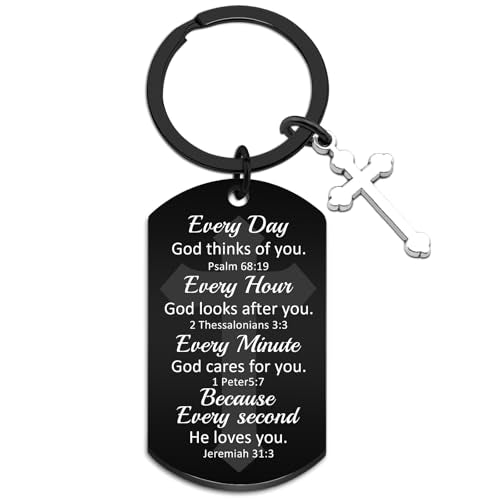 God Keychain Baptism Gifts for Men Teen Boys Christian KeyChain