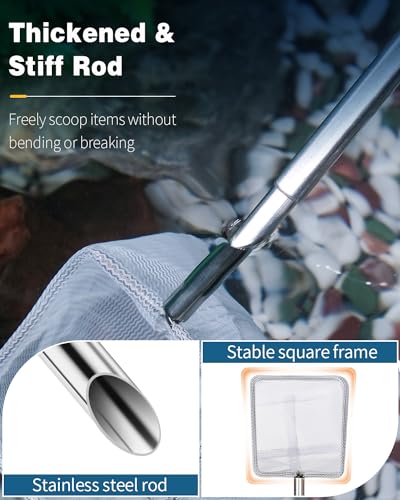 Pawfly Aquarium Shrimp Net, 2 Inch Tiny Fish Tank Net with Extendable Stainless Steel Handle - color: Black Square, size: 2 Inch