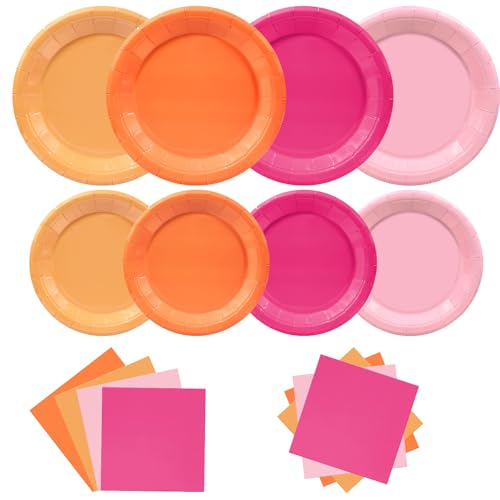 180pcs Pink and Orange Party Decorations,Serves 60 - style: Pink and Orange