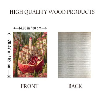 Mediterranean Gemstones Pomegranate Islamic Art HOLY Land Islam Jigsaw Puzzle - 500 Pieces Wooden Puzzle for Adults, Wall Art Gift, Finished Size: 20 x 15 Inch - color: Mediterranean Gemstones Pomegranate Islamic Art Holy Land - 500 Pieces
