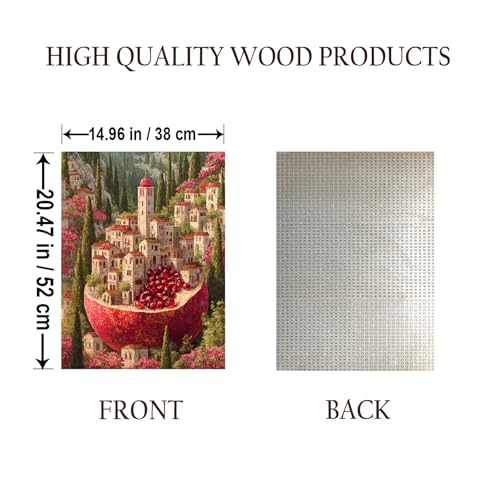Mediterranean Gemstones Pomegranate Islamic Art HOLY Land Islam Jigsaw Puzzle - 500 Pieces Wooden Puzzle for Adults, Wall Art Gift, Finished Size: 20 x 15 Inch - color: Mediterranean Gemstones Pomegranate Islamic Art Holy Land - 500 Pieces