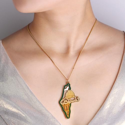 Palestinian Necklace, Personalized Islamic Faith Pendant, ALLAH Symbol Necklaces, Durable Stainless Steel, Religious Jewelry for Women Y5145