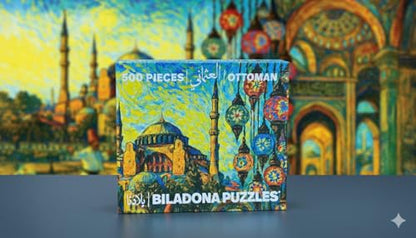 Biladona Ottoman Mosque 500 Piece Jigsaw Puzzle - Turkish Architecture with Colorful Lanterns Art - Adult Puzzle Gift for Travel Lovers