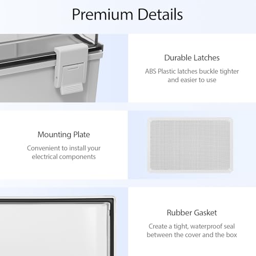 Electrical Box, IP65 Waterproof Dustproof ABS Plastic Enclosure, Outdoor and Indoor Project Box Hinged Clear Cover with Mounting Plate Wall Brackets,Outer Dimension 23.6"x 15.7" x 8.7", Grey - size: 23.6"x 15.7" x 8.7" (1pc)