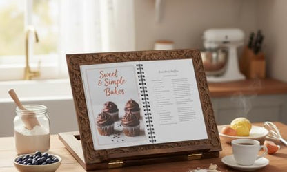 Mother’s Day Adjustable Wooden Book Stand, Handmade Quran Bible Geeta Cookbook Holder, Folding Reading Display Stand, Carved Prayer Rihal Rest, Recipe Book Holder, Gifts for Mom