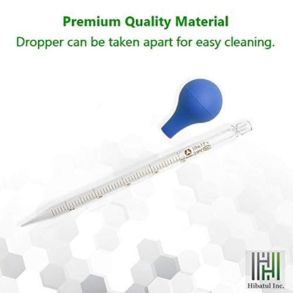 (2 Pack) Glass Graduated Medicine Dropper Pipettes Lab Dropper with Blue Rubber Cap and Scale (10ml (2 Pack)) - style: 10ml (2 Pack)