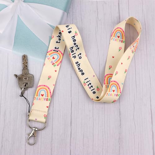Cute Teacher Lanyard with ID Badge Holder Retractable Badge Reel Clip Keychain Key Neck Strap Lanyard for Women - color: Teacher Boho