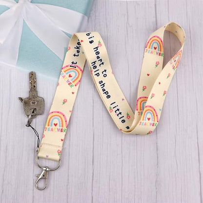 Cute Teacher Lanyard with ID Badge Holder Retractable Badge Reel Clip Keychain Key Neck Strap Lanyard for Women - color: Teacher Boho