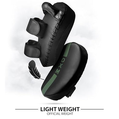 DXM SPORTS Muay Thai Pads Kickboxing Equipment Martial Arts Training Kick Pads for MMA, Taekwondo, Karate – Ideal for Kicks, Knees and Punches in Martial Arts Training (ONE PAD ONLY) - color: Black & Green