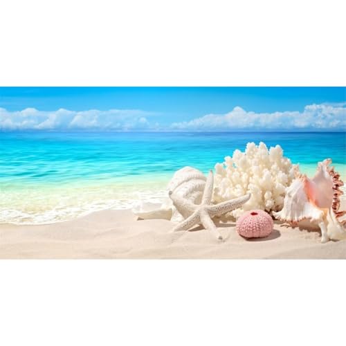 AWERT Vinyl 30x18 inches Sea Beach Aquarium Background Summer Starfish Fish Tank Background Blue Ocean Terrarium Background - size: 30x18in/75x45cm