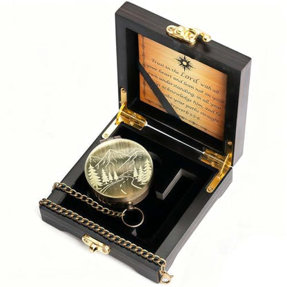 God's Guide & Blessing Compass, Trust in The Lord Compass, Wood Box Greeting, Inspirational Gift Men, Christian Boys Baptism Gifts, Graduation Day with Wooden Box - color: 5.Bronze To My Son Gift Wing Wooden Box