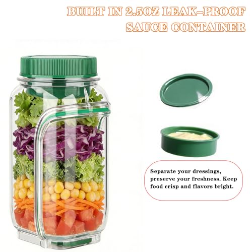 Salad Jar with Side Opening - Leakproof Salad Container & Pod, Mason Jar with Dressing Cup, Portable Lunch Container for Meal Prep, Dishwasher & Freezer Safe, for Office, Gym (Light Blue) - color: Light Blue